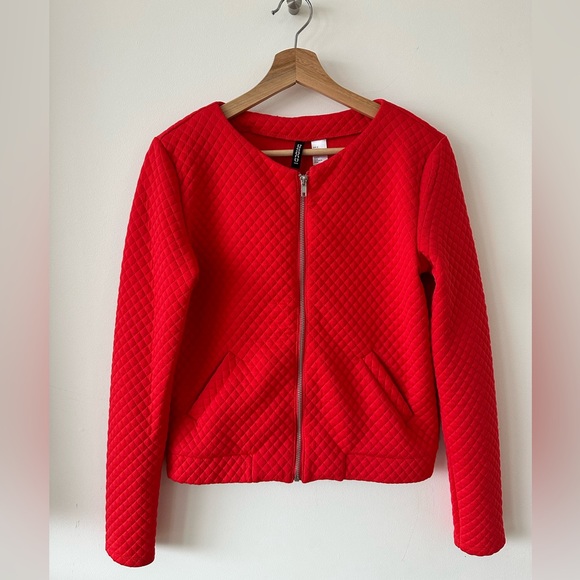 Ladies Red Bomber Jacket Size Medium - Picture 1 of 7
